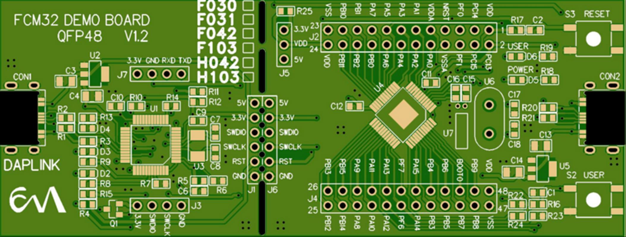 FCM32系列推出QFP48 DEMO BOARD